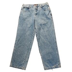 Vtg Southpole Jeans Men's 40 X‎ 33" Blue Baggy Y2K Wide Carpenter Logo Spellout